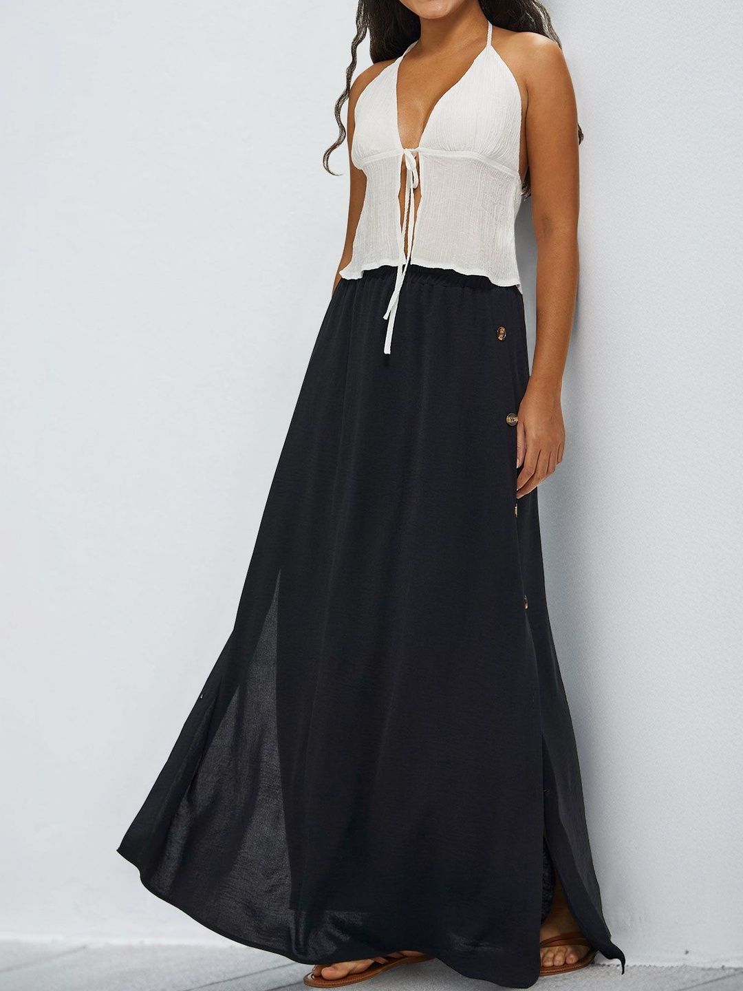 NOWII Flared Mid Rise Maxi Skirts