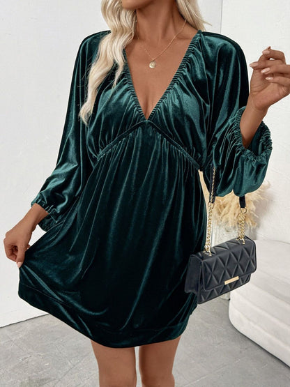 Women's Green Fit & Flare Dress Blend Printed