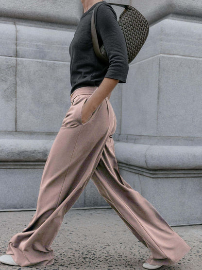 Women High-Rise Pleated Trousers