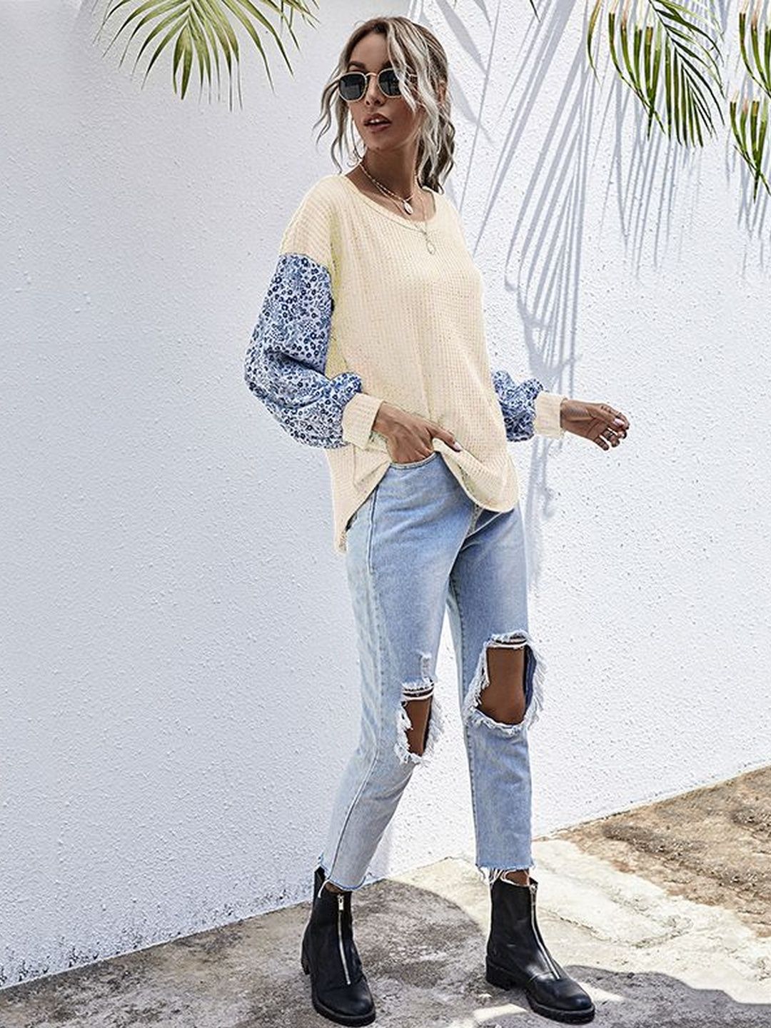 Women's Nowi Women Floral Printed Pullover Blend Regular Fit