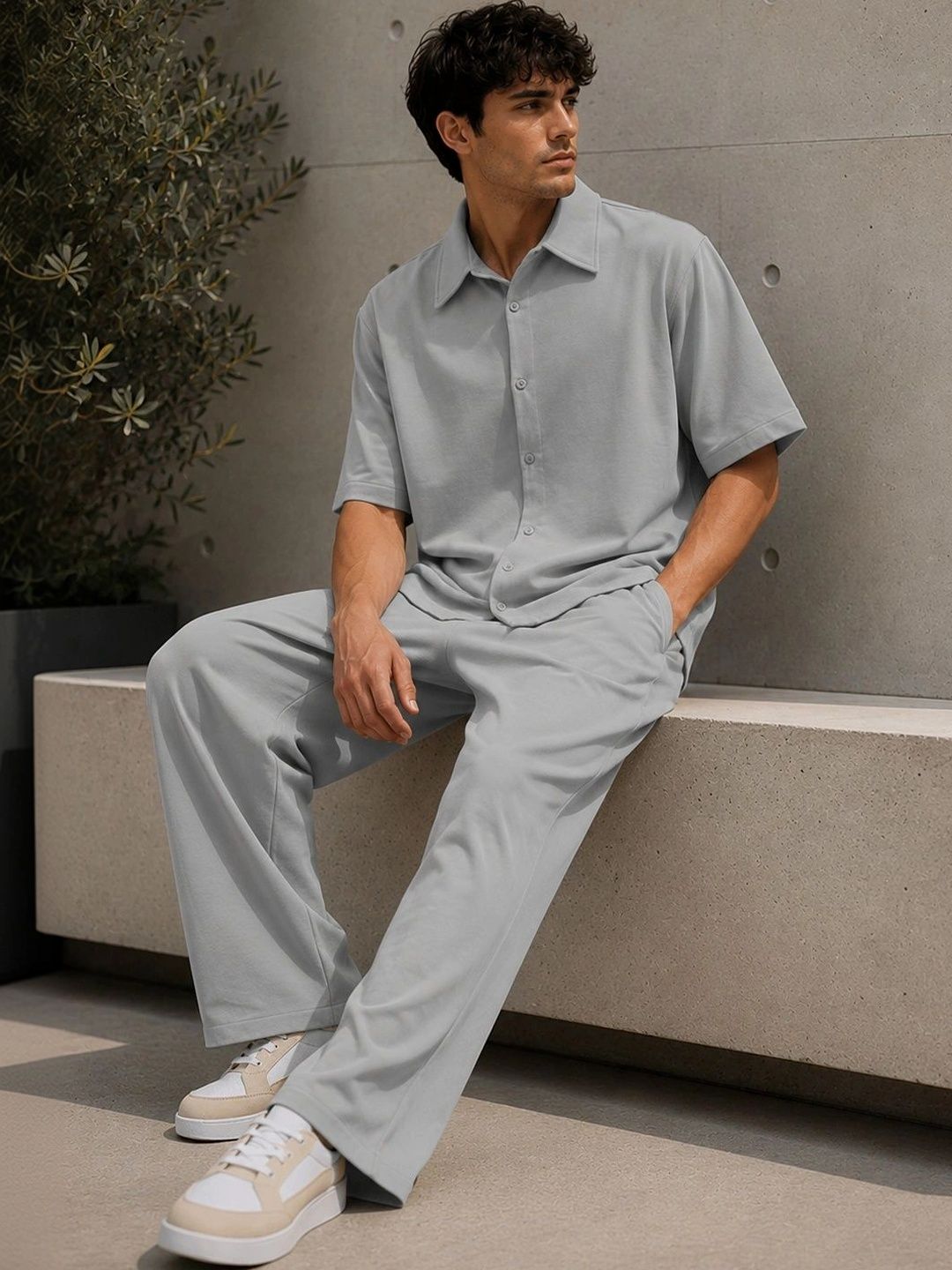 Solid Shirt with Trousers