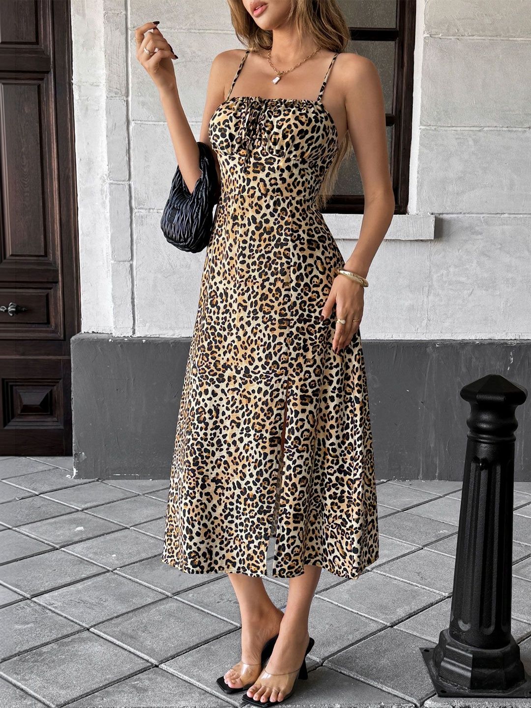 Animal Print Sheath Midi Dress