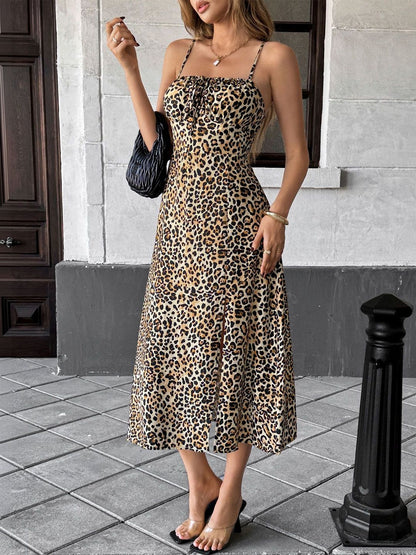 Animal Print Sheath Midi Dress