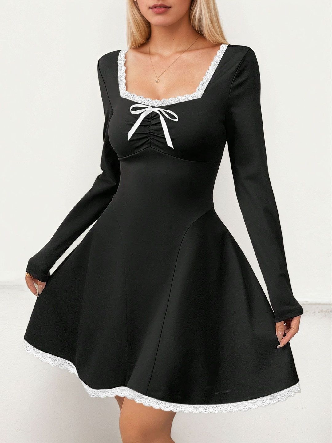 Fit & Flare Mini Dress - Nowi Korean Fashion