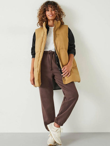 Lightweight Puffer Jacket in Beige polyester - Nowi Korean Fashion