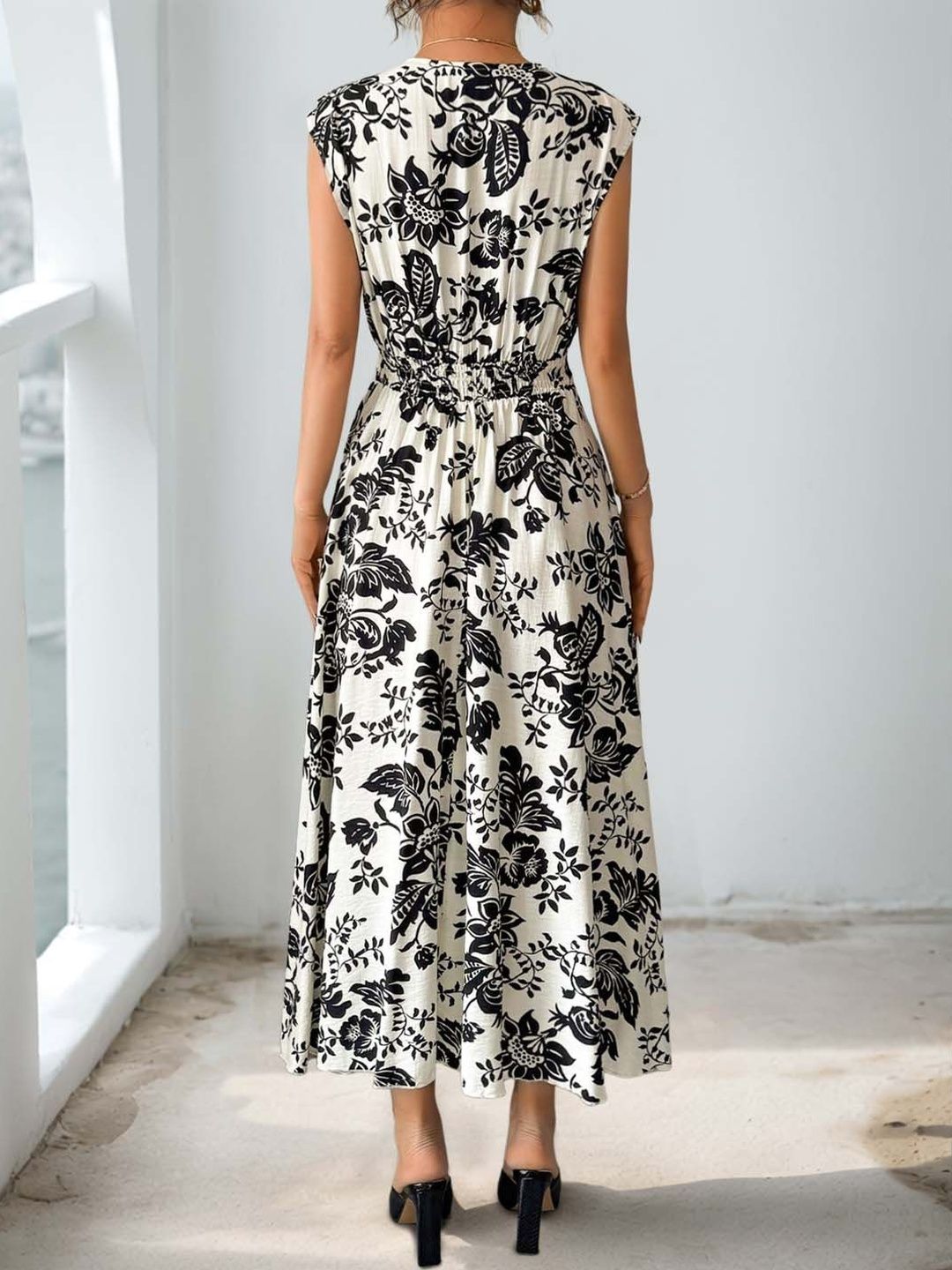 Floral Print Fit & Flare Midi Dress