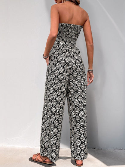 Strapless Printed Basic Jumpsuit
