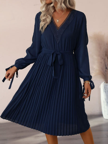 NOWI Slit Sleeve Fit & Flare Midi Dress - Nowi Korean Fashion