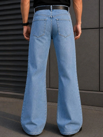 Men Bootcut Mid-Rise Light Fade Jeans