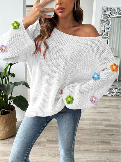 Women Ribbed Pullover with Embellished Detail