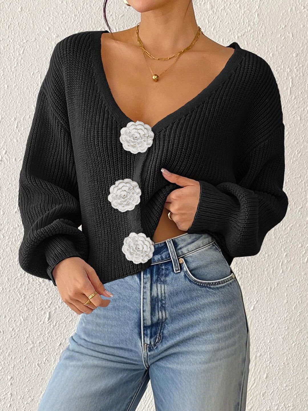 Women Ribbed Crop Cardigan
