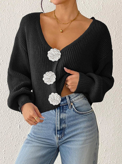 Women Ribbed Crop Cardigan