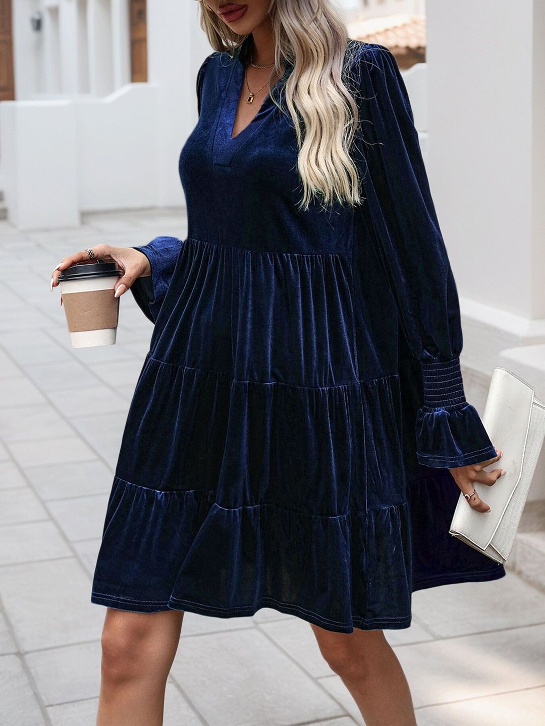 Women's Blue Nowi Fit & Flare Dress