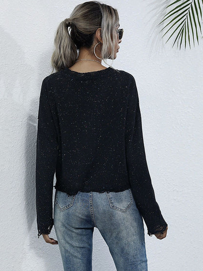 Women's Black Speckled Pullover