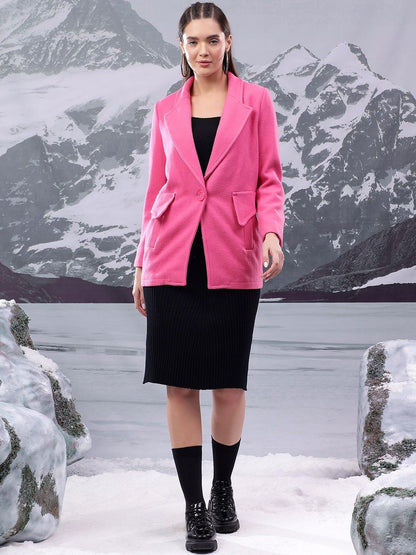 Solid Single Breasted Coats