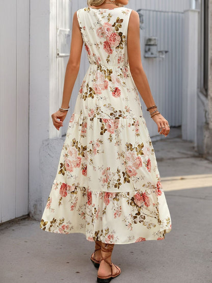 Floral Print A-Line Midi Dress