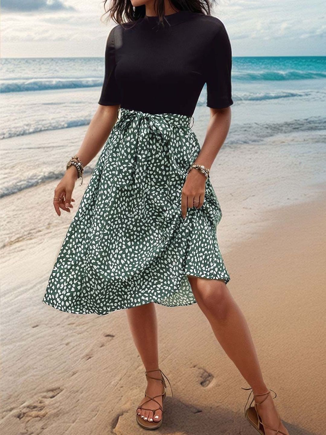 NOWI Print A-Line Midi Dress