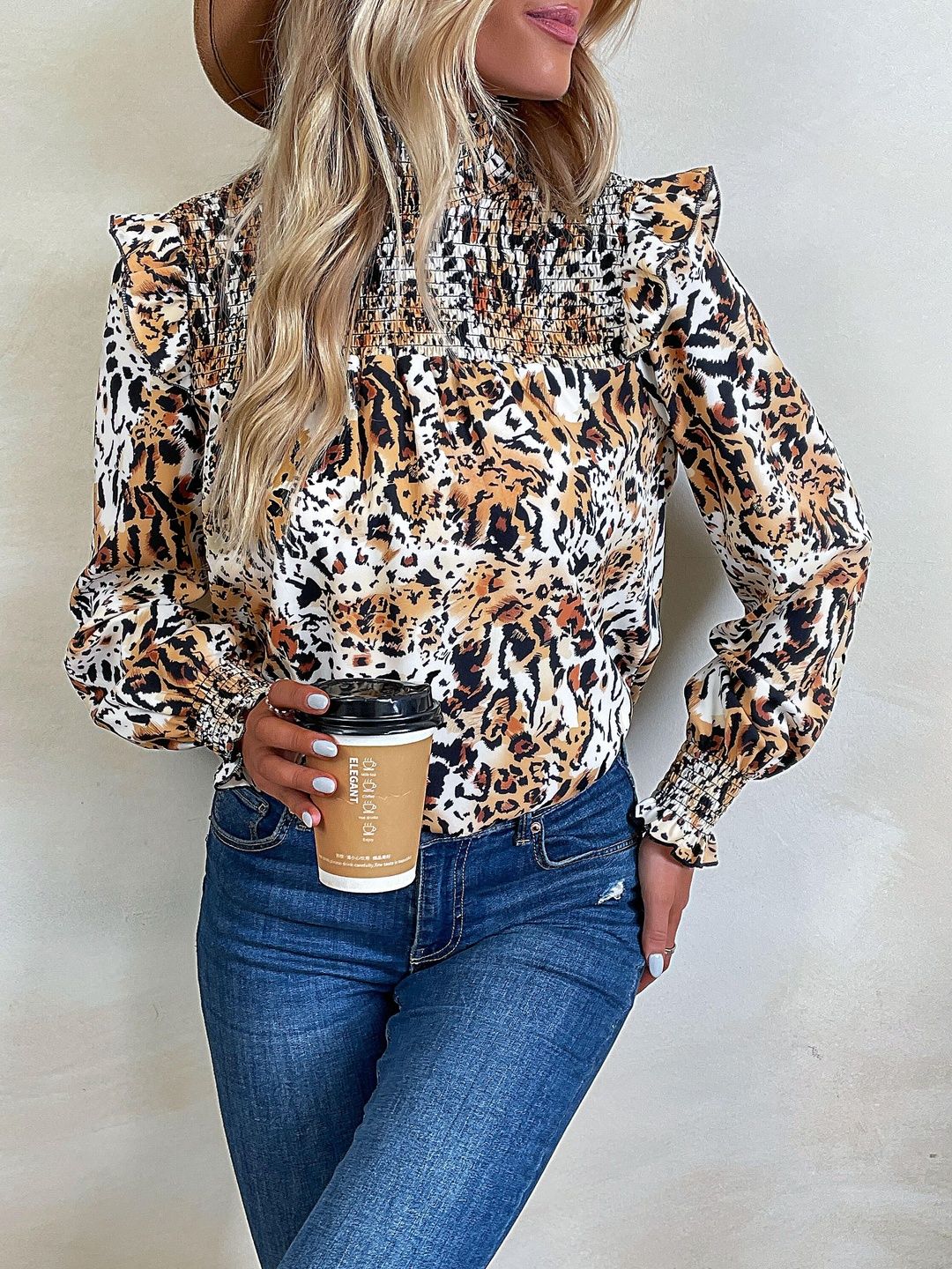 Nowi Stylish Leopard Print Top - Nowi Korean Fashion