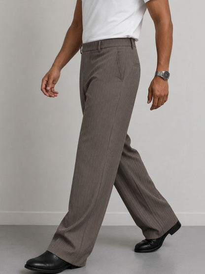 Men Striped Relaxed Easy Wash Trousers