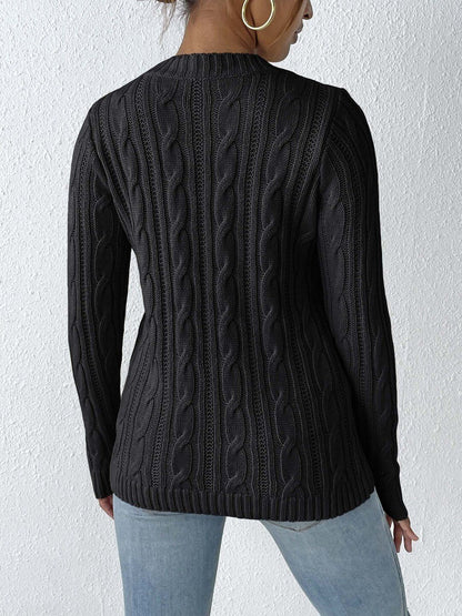 Women Cable Knit Ribbed Pullover