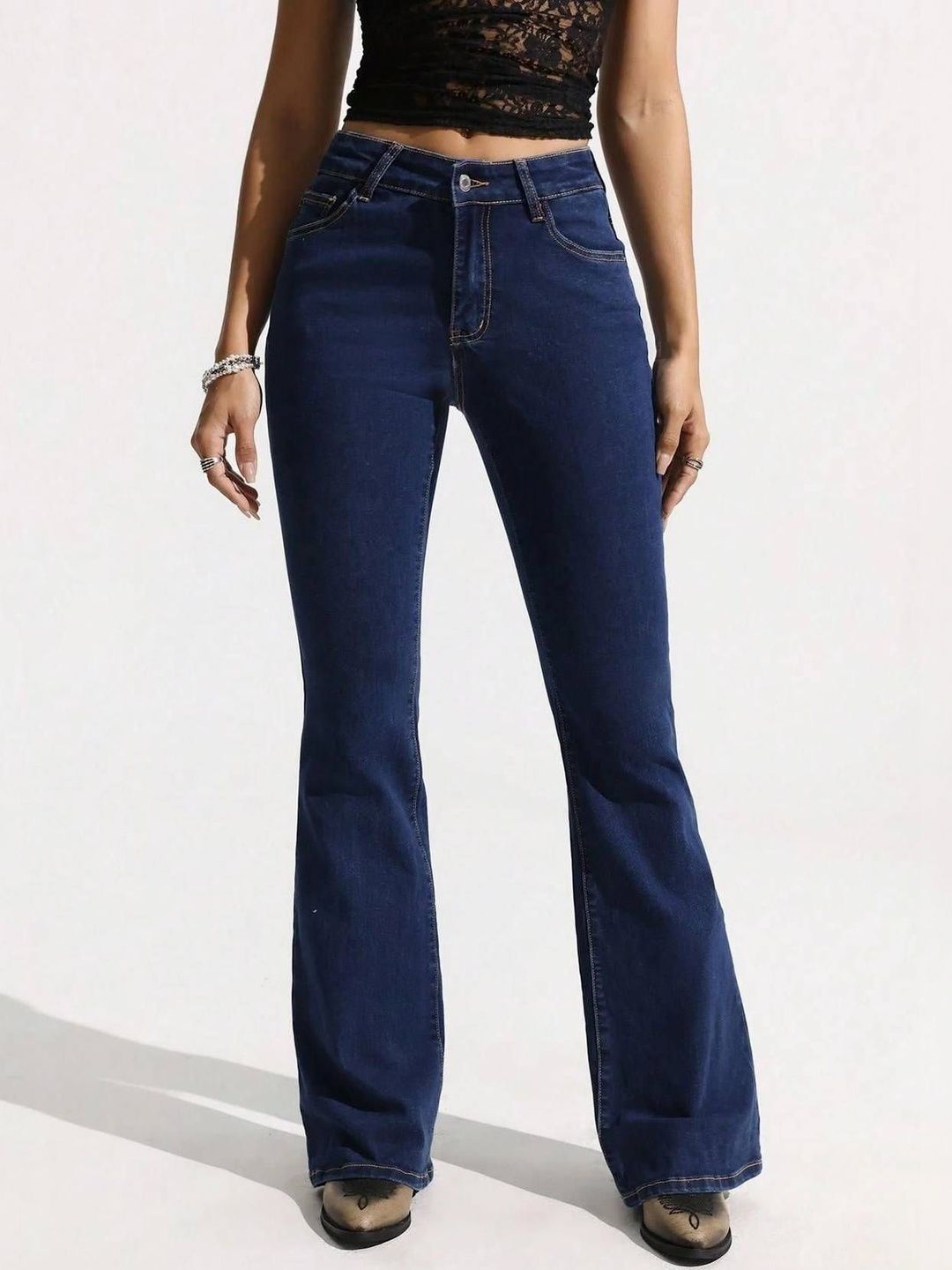 Women Flared High-Rise Stretchable Jeans