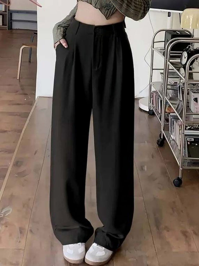 Pleated Trousers in Black Style 270 - Nowi Korean Fashion