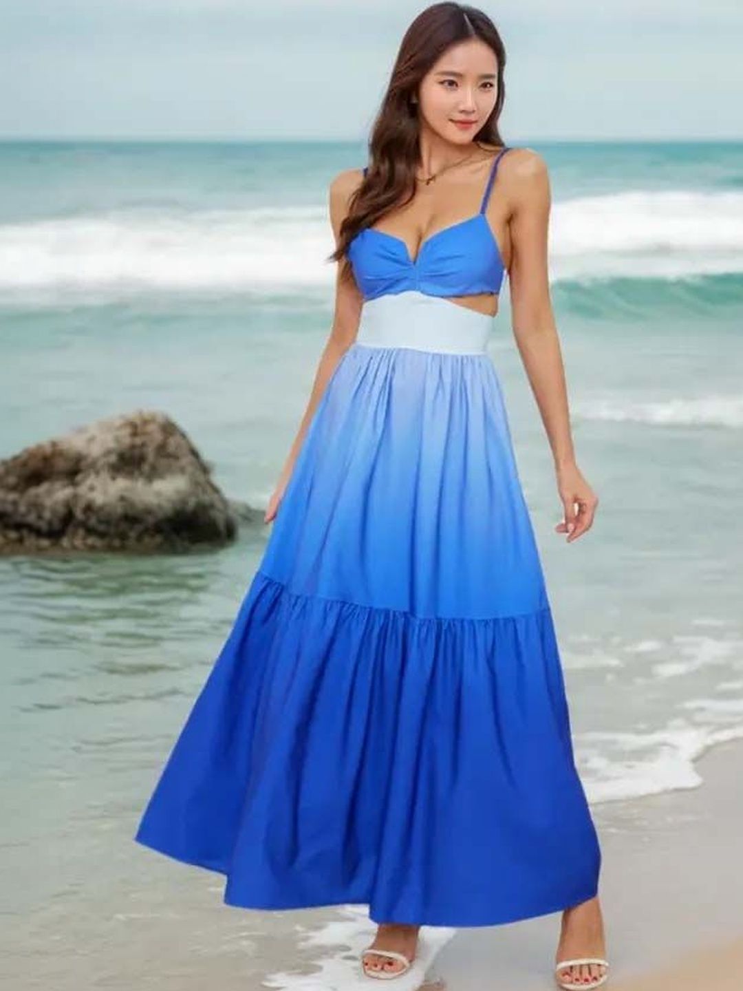 Ombre Fit & Flare Maxi Dress