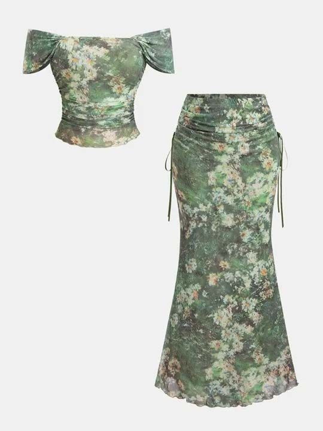 Floral Printed Top with Skirt