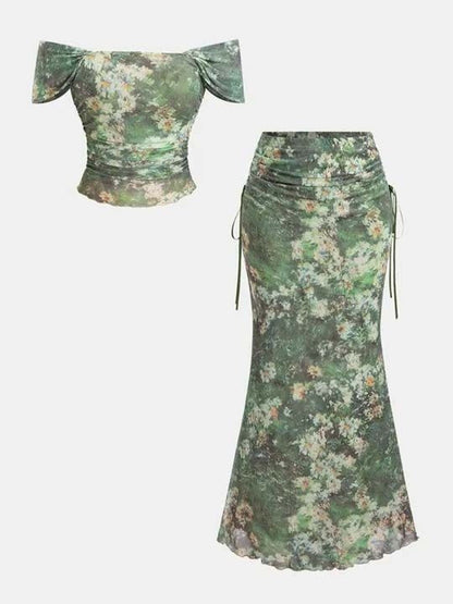 Floral Printed Top with Skirt