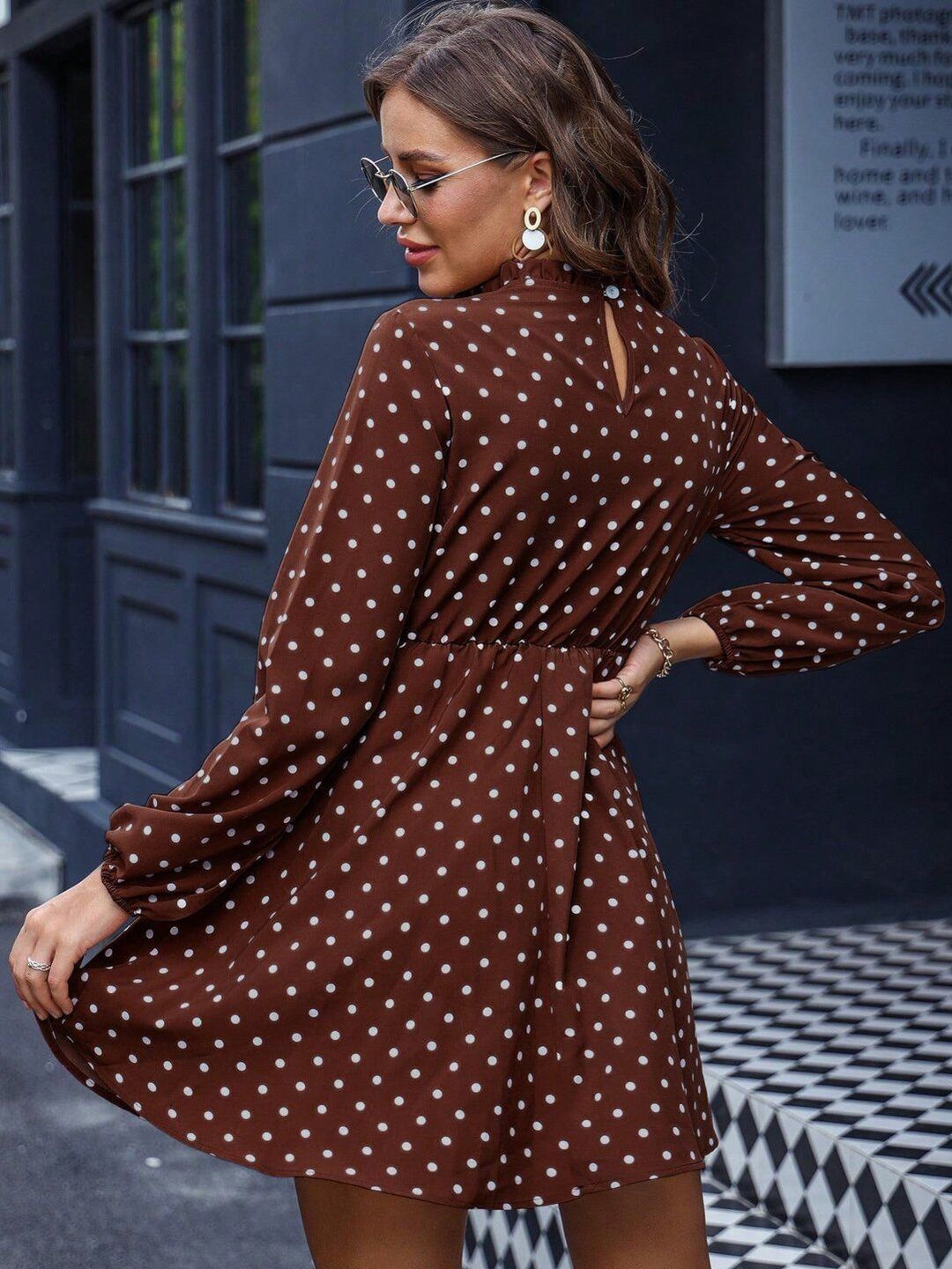 Polka Dot Print Fit & Flare Mini Dress