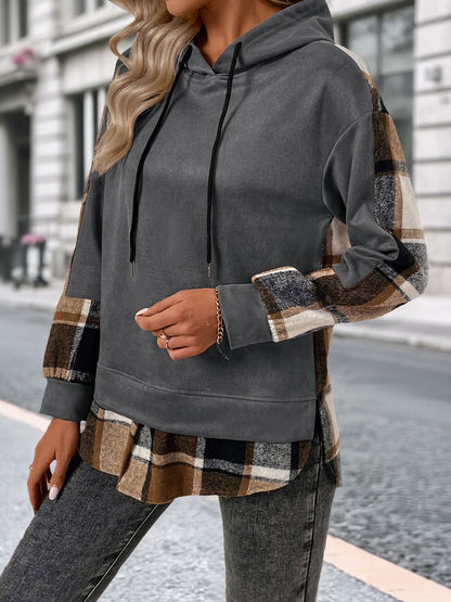 NOWI Women Colourblocked Hooded Sweatshirt