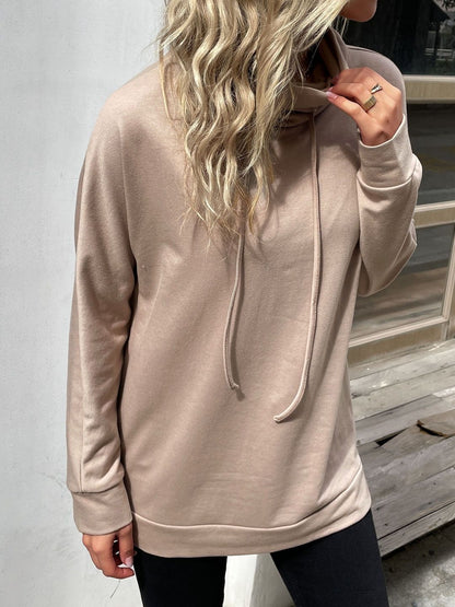 Hooded Sweatshirt in Beige Cotton Long Sleeve - Nowi Korean Fashion
