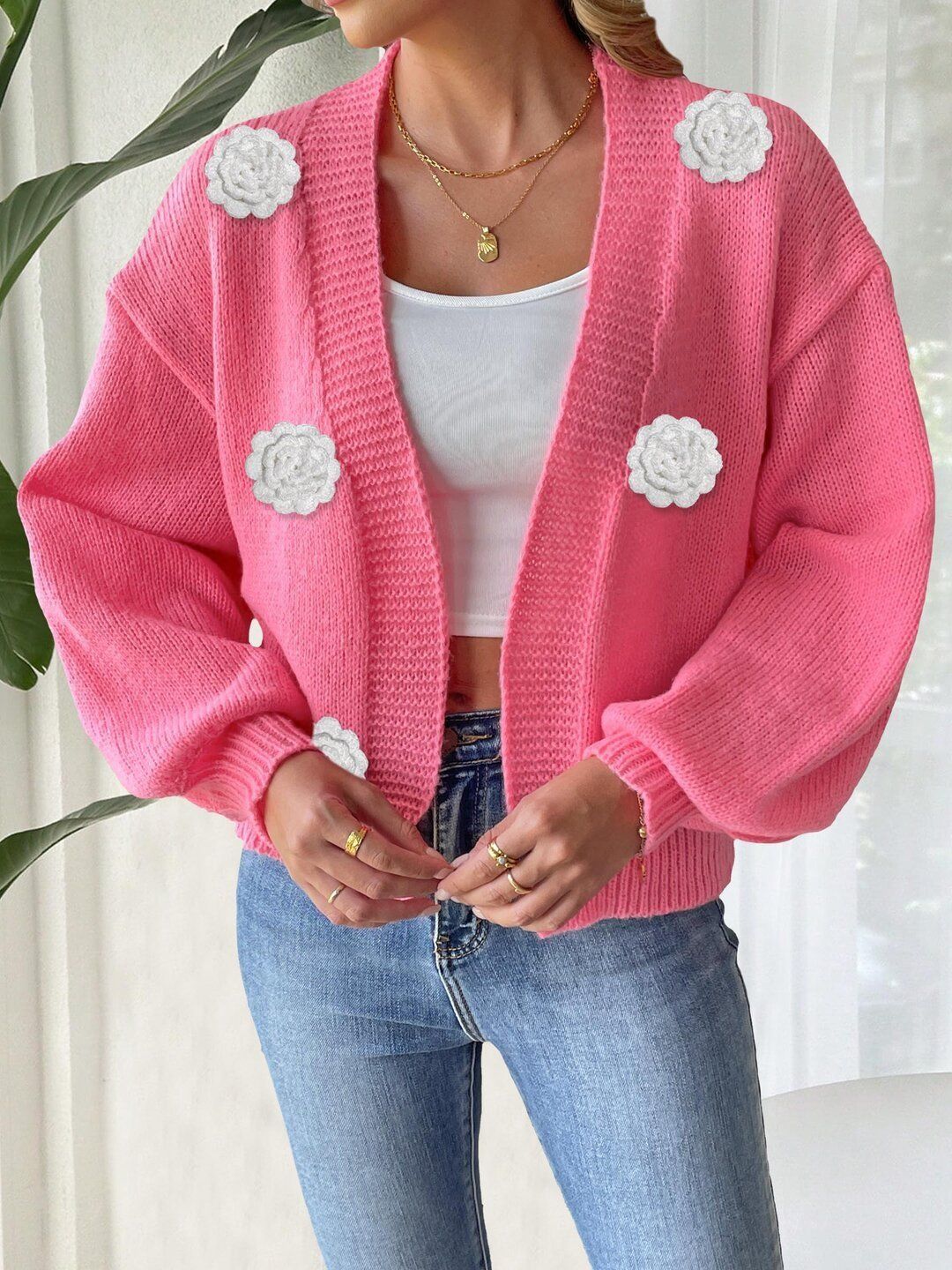 Women Cardigan with Applique Detail