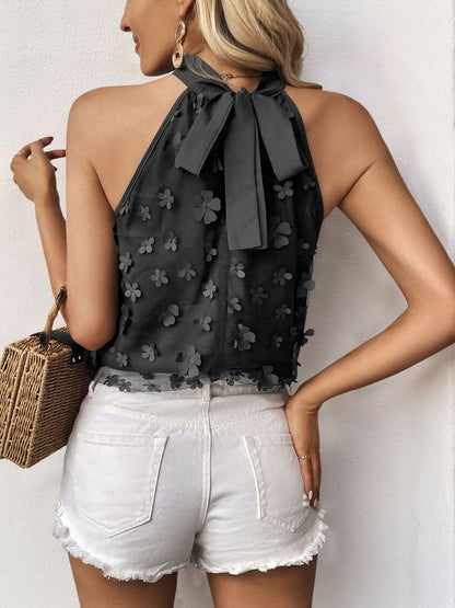 Embellished Halter Neck Applique Top