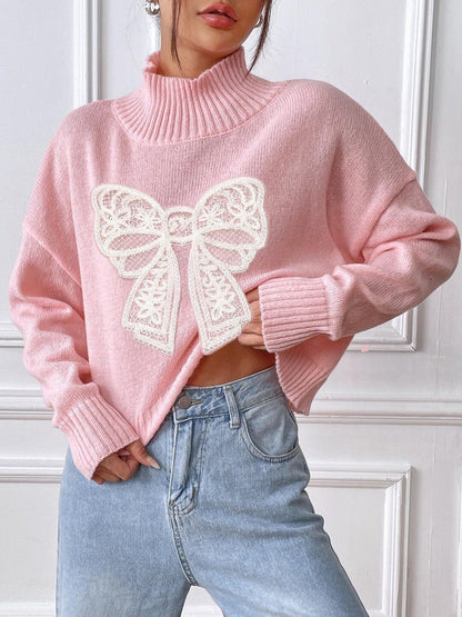 Women Embroidered Crop Pullover with Embroidered Detail