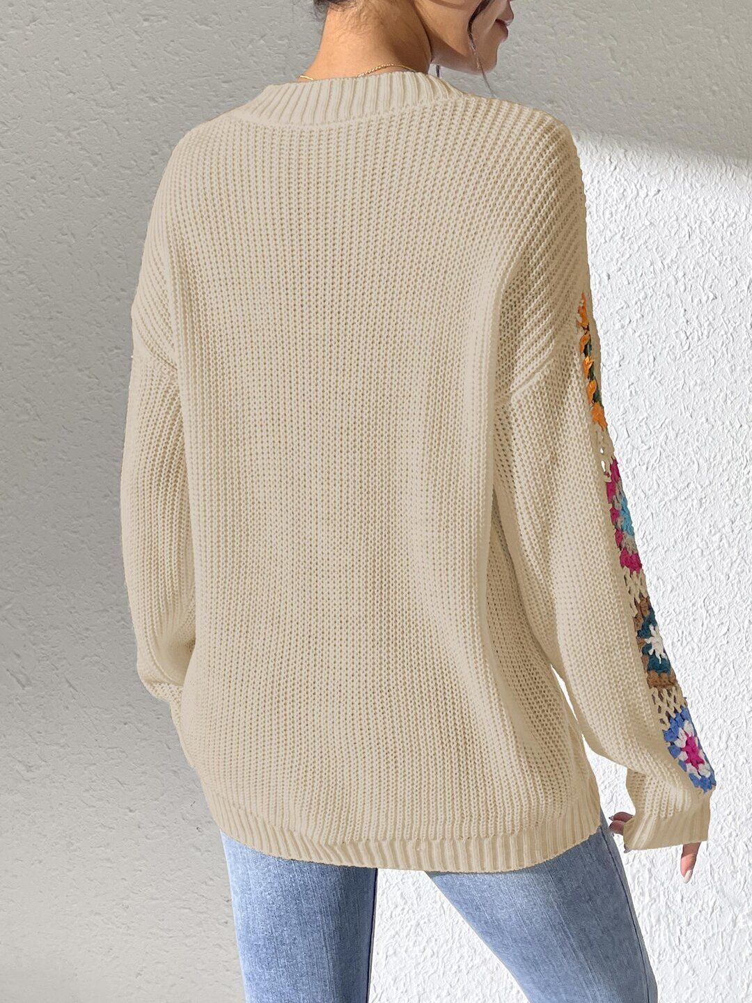 Women Colourblocked Ribbed Pullover