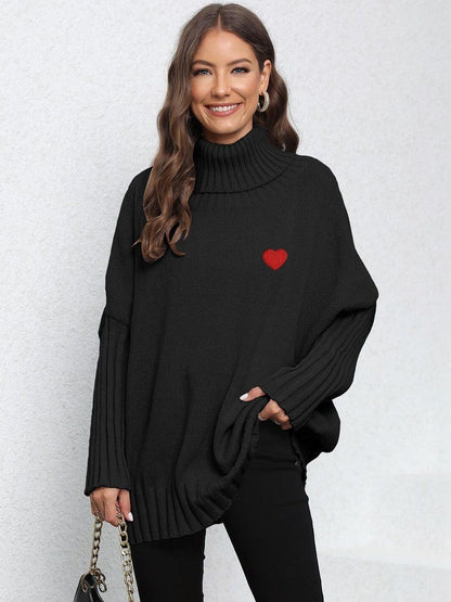 Pullover with Embroidered Detail in Black acrylic Style 696 - Nowi Korean Fashion