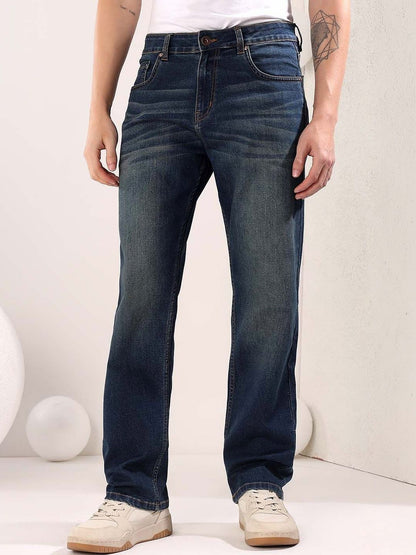 Men Straight Fit Mid-Rise Light Fade Jeans