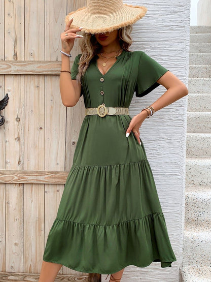 A-Line Midi Dress Style 459 - Nowi Korean Fashion