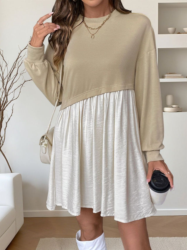 NOWI Colourblocked A-Line Dress - Nowi Korean Fashion