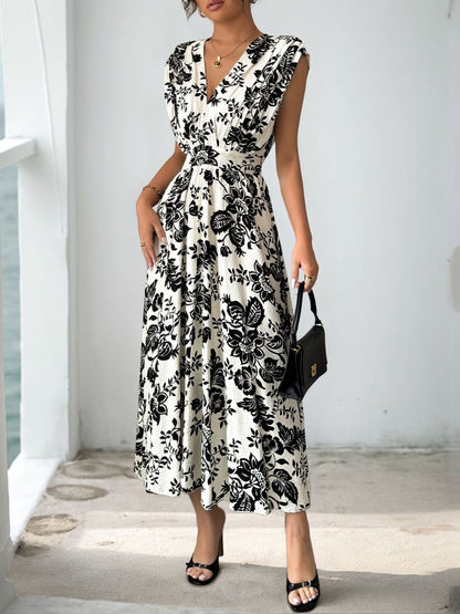 Floral Print Fit & Flare Midi Dress