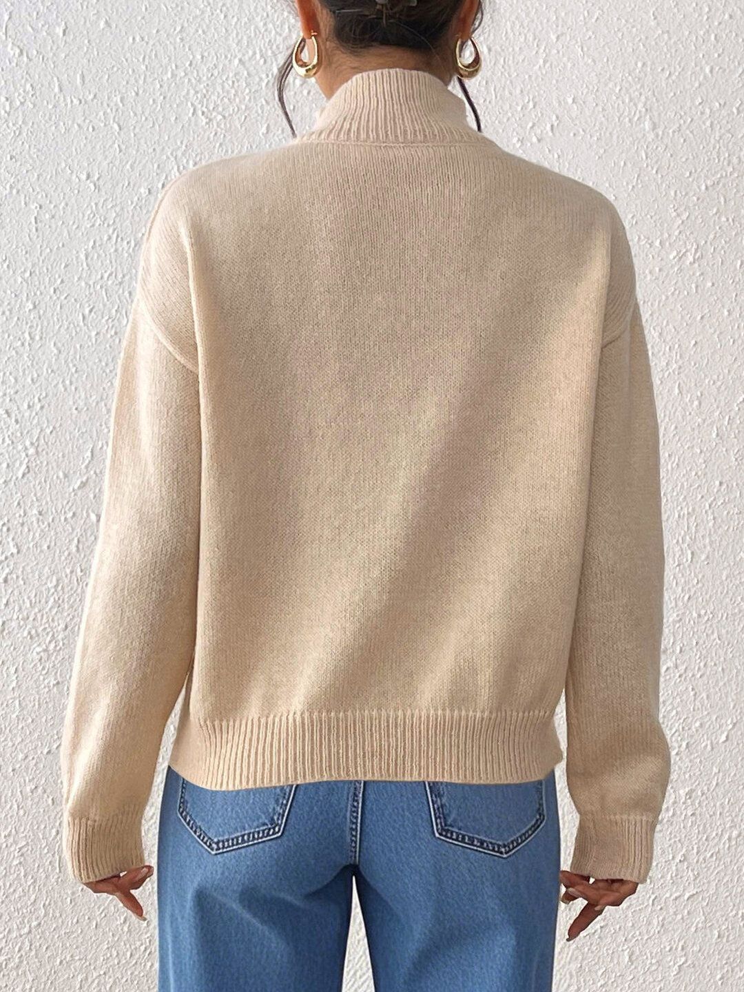 Women Colourblocked Pullover with Embroidered Detail