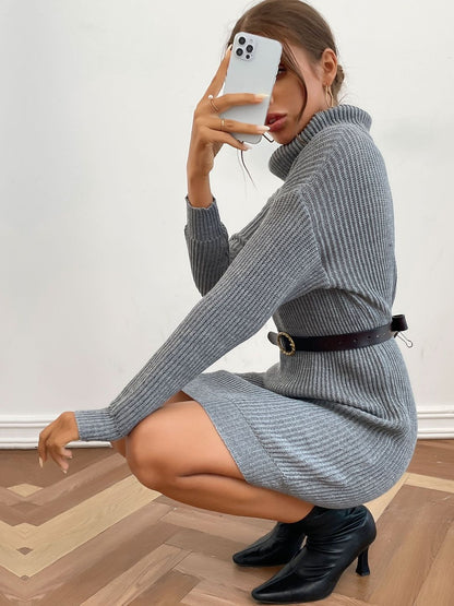 Women's Grey Ribbed Pullover Blend Printed Regular Fit