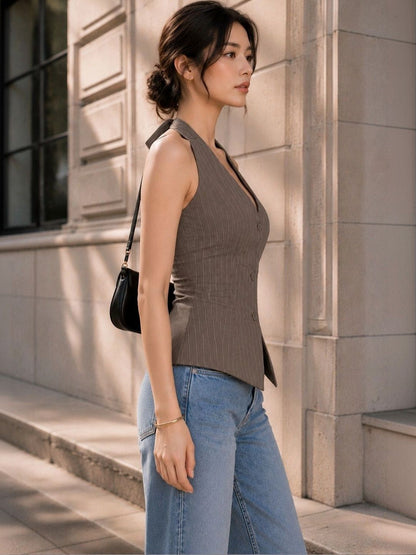Striped Halter Neck Top