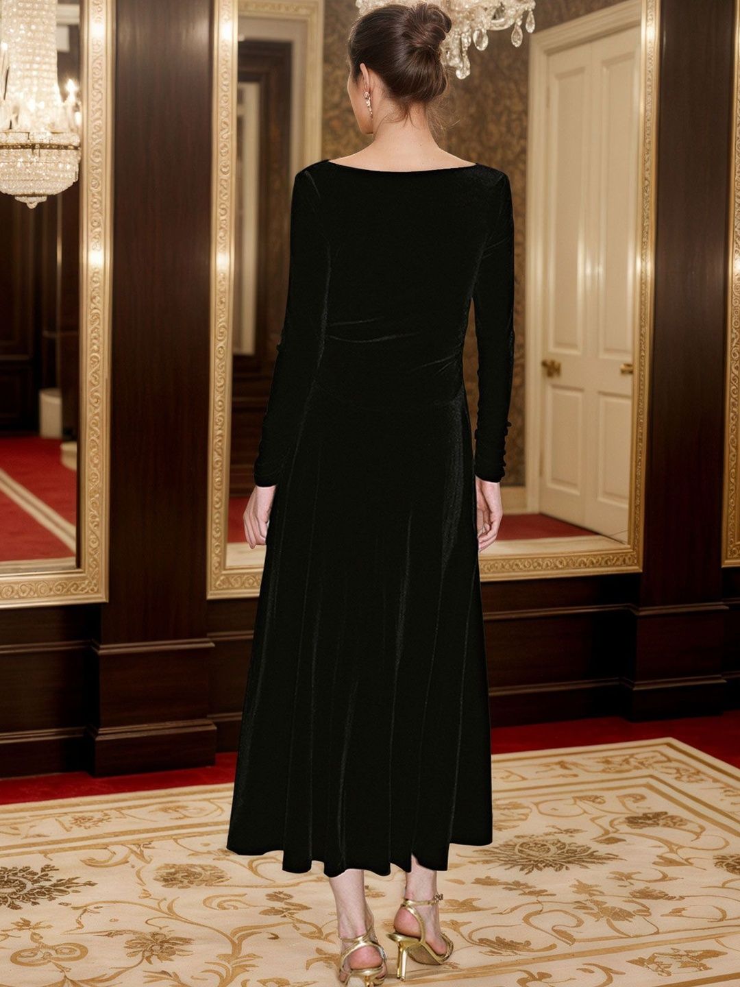 NOWI Cowl Neck Liva A-Line Midi Dress
