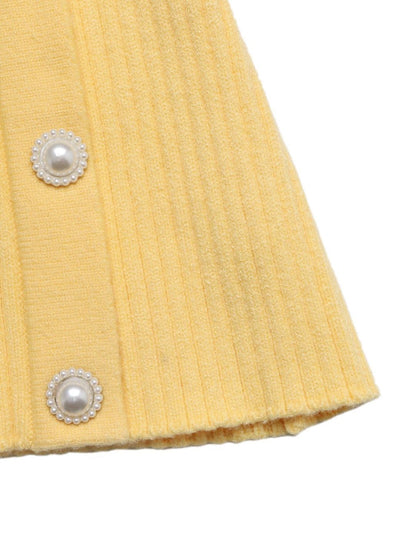Women's Yellow Ribbed Acrylic Cardigan Sweaters