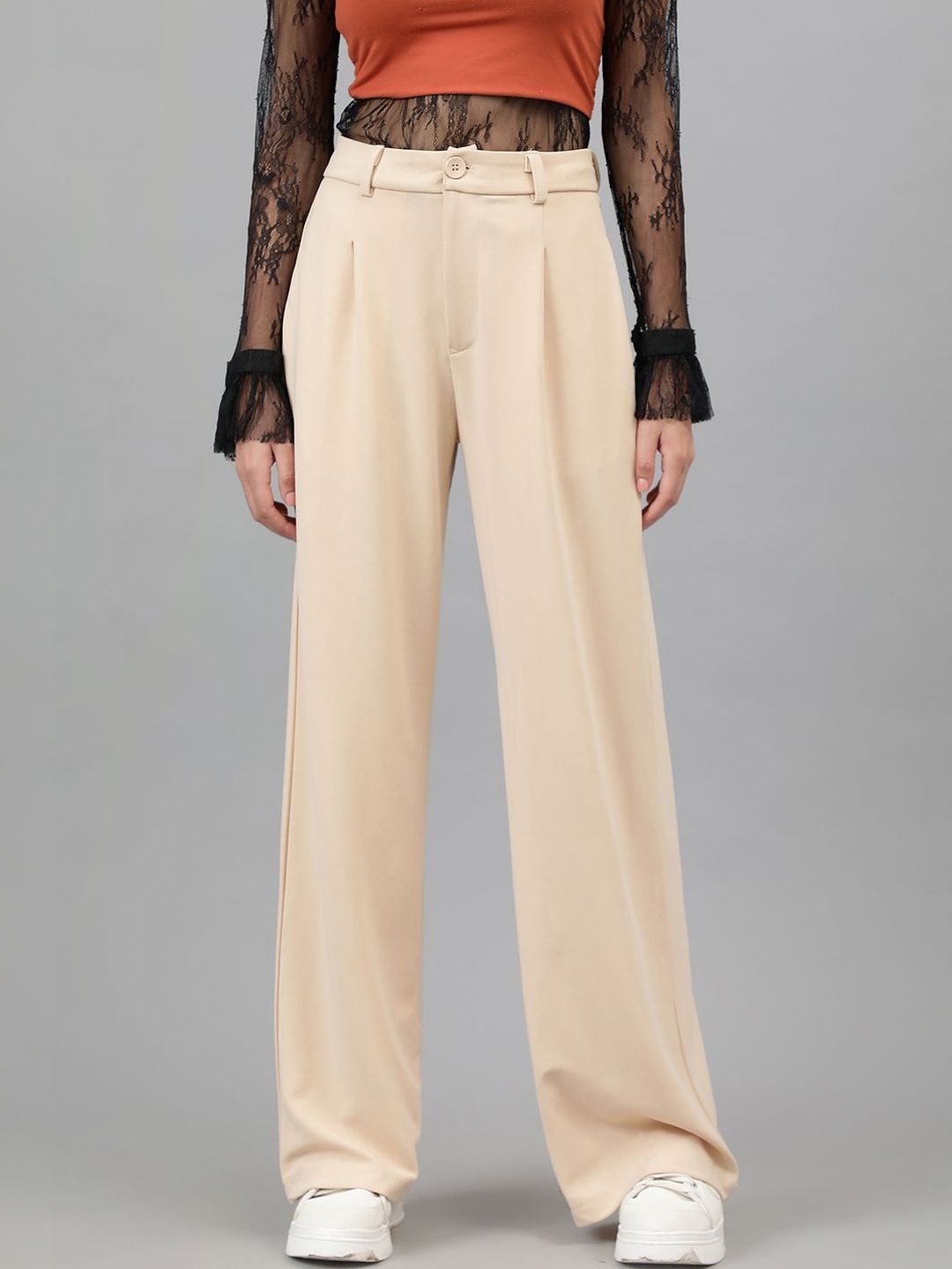 NOWI Women High-Rise Easy Wash Trousers