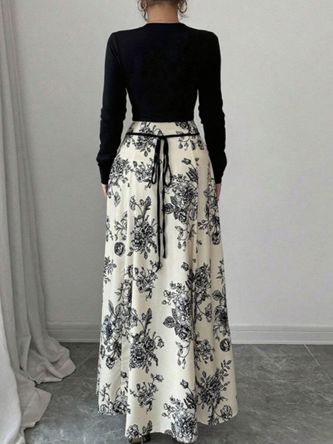 Floral Print A-Line Maxi Dress