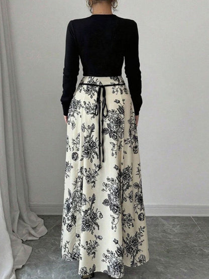 Floral Print A-Line Maxi Dress