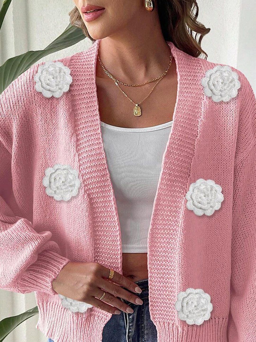 Women Cardigan with Applique Detail